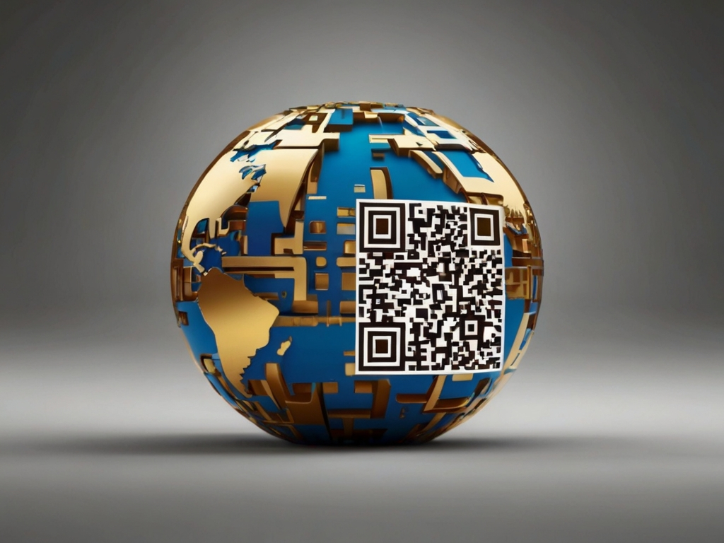 Stylized globe with QR code